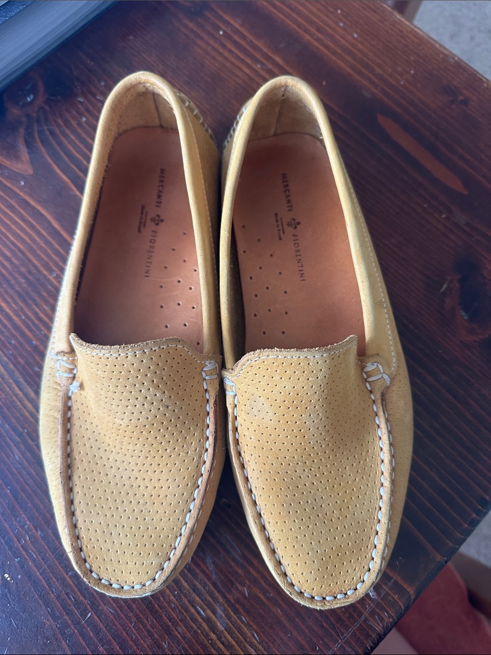 Mercanti Fiorentini women’s Mustard Suede Slip-On Loafers